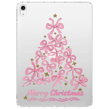 Imagem de VibrantFruitique Capa para iPad Air de 11 polegadas, M3 (2025)/M2 (2024), iPad Air 5ª/4ª geração 11 polegadas, capa transparente de árvore de Natal com laço rosa, fina, leve, antiarranhões e