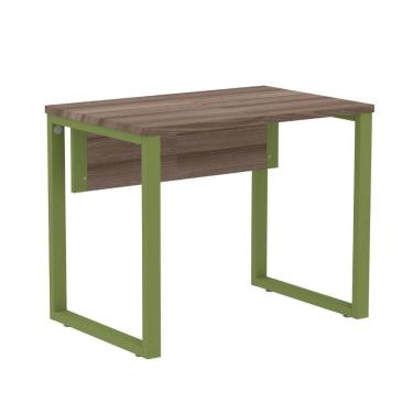 Imagem de Mesa Escritório P25 Tub Pandin 90 Cm (larg) Tampo Mdp Walnut Pé Aço Tubular Verde Mirô