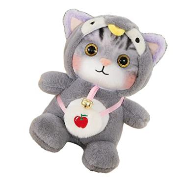 Imagem de VBESTLIFE Brinquedo de Pelúcia de Gato Adorável Macio Colorido Brinquedo de Pelúcia de Gato Com Sino para Crianças Aniversário Quarto Playtime (Cinza)