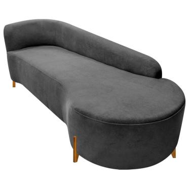 Imagem de Divã Recamier Orgânico França 220cm Lado Dir Pés Madeira Linho Cor