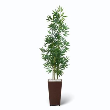 Imagem de Planta Artificial Bambu Mosso da Sorte com Vaso Decorativo – Arranjo Artificial Realista para Sala, Escritório e Varanda(Marrom)