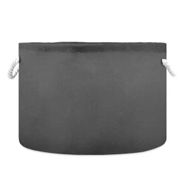 Imagem de JUZIHAI Cesto de armazenamento dobrável preto sólido cesto de roupa suja para bebê, cobertor com alças de corda de algodão, caixa organizadora de armário dobrável para quarto, berçário, casa, 50 x 35