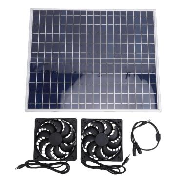 Imagem de POCREATION Kit de Exaustor de Painel Solar de 22 W, Poderoso de Ventilação Solar Com Ventiladores Duplos para Galinheiro, Casa de Cachorro, Estufa, Galpão, RV