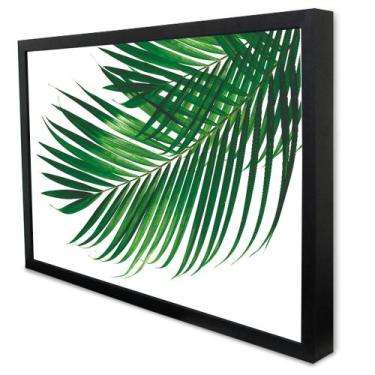 Imagem de Quadro Decorativo Floral Folha Palmada Verde em Moldura Caixa - TaCola