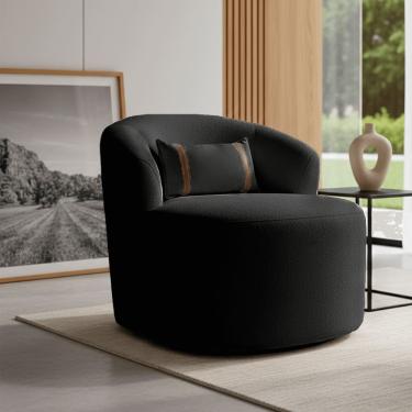 Imagem de Puff Poltrona Decorativa Orgânica Roma Sala Bouclé Com Almofada