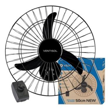 Imagem de Ventilador De Parede Oscilante Preto 50cm New Plástico 130W 3 Pás Vent