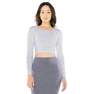Imagem de American Apparel – Blusa cropped feminina de algodão e elastano, Heather Grey, Medium
