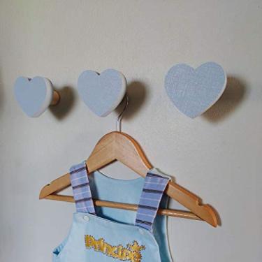 Imagem de 3 Penduradores De Parede Coração Colorida Mdf Laminado