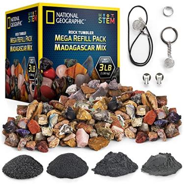 Imagem de NATIONAL GEOGRAPHIC Rock Tumbler Refill Kit - 3 lbs. Rough Madagascar Rocks for Tumbling including Unpolished Jasper and Quartz - Rock Tumbler Supplies include Rock Tumbler Grit & Jewelry Accessories