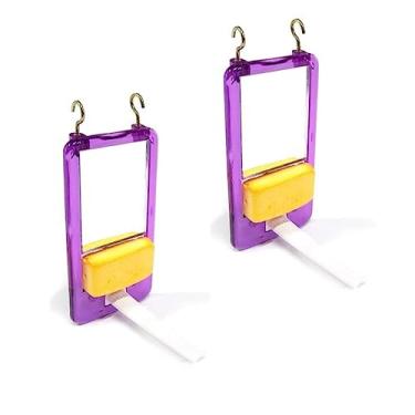 Imagem de 2 Espelhos Com Pedra de Cálcio Brinquedos Para Calopsitas Agapornis e Periquitos