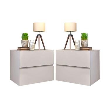 Imagem de Kit Mesa de cabeceira de parede suspensa Eros 45 Off White
