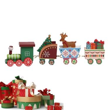 Imagem de Brinquedo decorativo de trem de Natal | ornamentos brinquedos de férias para meninas e meninos, decorações de Natal, suprimentos de festa festiva para prateleira, lareira, mesa de jantar, mesa de jantar Littryee