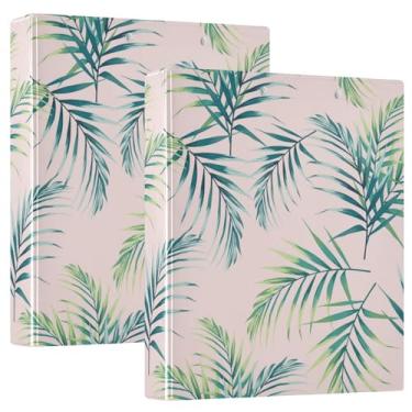 Imagem de Fichários de caderno de folhas tropicais de 3,5 cm e 3,5 cm, fichários para caderno com três anéis com prancheta, pacote com 1/2 fichários sortidos, capa dura, rosa