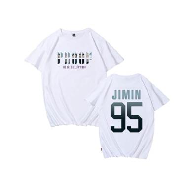 Imagem de Camiseta K-pop Jin Su-ga V Jimin Jungkook J-Hoop Camisetas estampadas para meninas mulheres fãs Contton gola redonda, E Branco, XXG