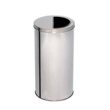 Imagem de Lixeira de Inox 100L com Aro Meia Lua