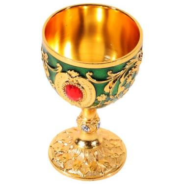 Imagem de Alipis Mini cálice, 30 ml, copos de shot de metal vintage minúsculo, copo de vinho em relevo, copo de licor com joias de strass Altar copo medieval para coquetel de uísque