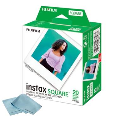 Imagem de Fujifilm Película instantânea Instax Square – 20 exposições (20 folhas) – para câmera instantânea quadrada Fujifilm instax + pacote econômico de pano de microfibra BluebirdSales