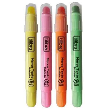Imagem de Kit 04 Caneta Marca Texto em Gel Rotulador Cores Neon Tilibra  Grifa T
