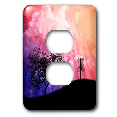 Imagem de 3dRose Lsp_23727_6 Cesta em uma colina silhueta de um disco Frisbee cesta de golfe com corrente em colina colorida tampa de saída de 2 plugues