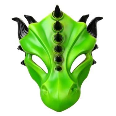 Imagem de CrosCentury Halloween PU Foam Animal Mask,Cosplay Costume Mask for Adult Women Men,Funny Animal Cosplay Mask (Green-Cartoon Dragon)