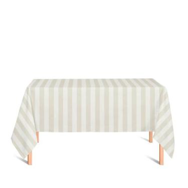 Imagem de Toalha de Mesa Retangular em Tecido Jacquard Palha Crú (Rústico) Listr