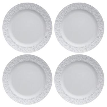 Imagem de Jogo 4 Pratos Rasos Redondos 26,5cm em Porcelana com Relevo Tassel Ger