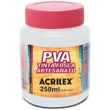 Imagem de Tinta PVA Fosca para Artesanato 250ML Branco Pacote com 03 - Acrilex