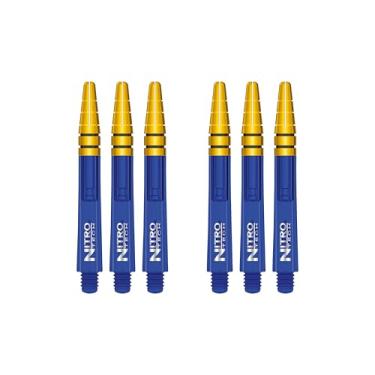 Imagem de RED DRAGON Hastes de dardo nitrotech intermediárias azuis e douradas - 2 conjuntos por pacote (6 hastes no total)