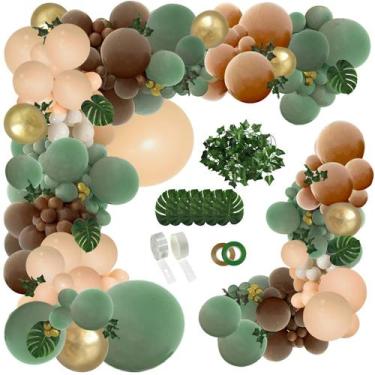 Imagem de Kit de Guirlanda de Balões PERPAOL - Verde Sálvia e Marrom - 148 Unida