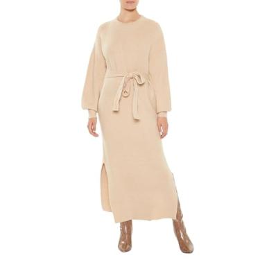 Imagem de Forever 21 Vestido feminino midi com laço frontal, Marrom, P