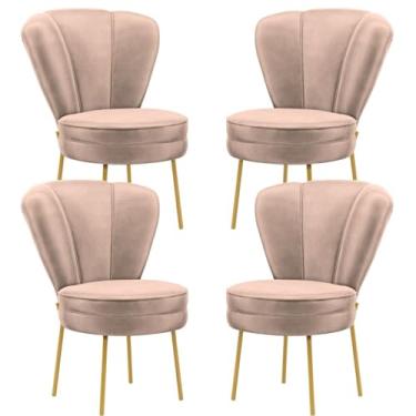 Imagem de Kit 4 Cadeiras Decor Para Camarim Tecido Veludo Ergonômica Resistente Pés de Ferro MOBLAN decor (Rose)
