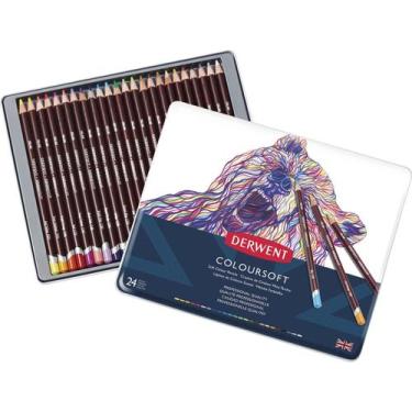 Imagem de Lápis de Cor Permanente Coloursoft 24 Cores Estojo Lata Derwent, Única