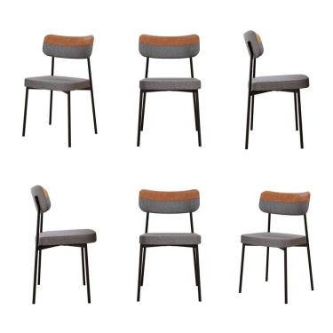Imagem de Kit com 6 Cadeiras para Sala de Jantar Mona Yescasa Cinza /Caramelo