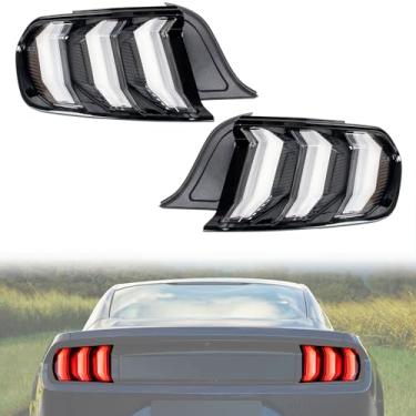 Imagem de Conjunto de luz traseira de LED compatível com Ford Mustang e Shelby GT 350 2015-2024 (versão dos EUA) com luz de seta sequencial, lâmpada de substituição traseira lado do motorista e do passageiro