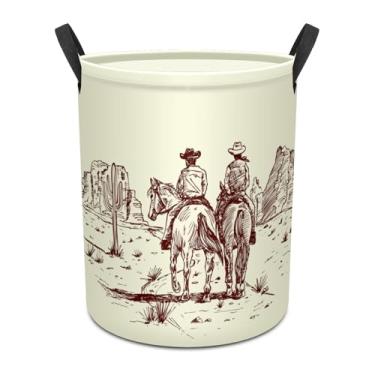 Imagem de Cesto de roupa suja de cowboy do deserto ocidental, cesto de roupa infantil, caixa de armazenamento à prova d'água para quarto, cesta organizadora de roupas, caixa de brinquedos, decoração de quarto