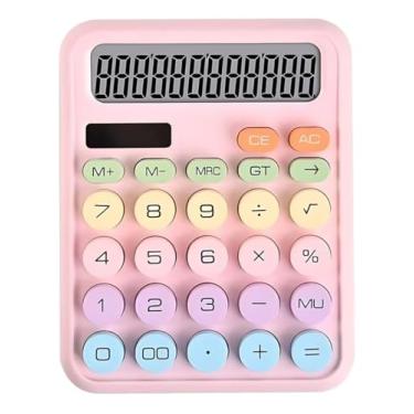 Imagem de Calculadora Candy Botões Grandes 12 Digitos Solar + Pilha (Rosa)