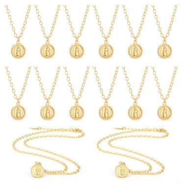 Imagem de Kigeli Colar de 12 peças de Virgem Maria com pingente de Guadalupe de 45,7 cm para mulheres, joia católica de Nossa Senhora de Guadalupe para mulheres