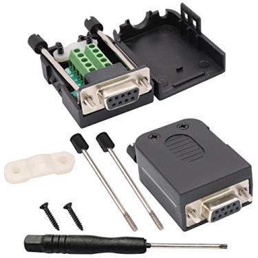 Imagem de Adaptador de terminal de parafuso AAOTOKK DB9 D-SUB 9 pinos RS232 macho para 9+1 pinos/way fêmea terminal serial placa de breakout módulo de sinal com capa (2 peças), Female