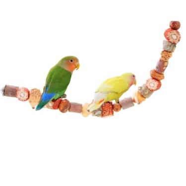 Imagem de Brinquedos de mastigar pássaros suporte de madeira natural com nozes espigas de milho para mastigar gaiola de pássaros de escalada, acessórios para papagaio, conure, calopsita, papagaio, periquito
