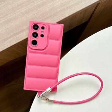 Imagem de Capa de luxo com alça de pulso e cordão para Samsung Galaxy S25 S24 S23 S22 S21 Plus FE Ultra A26 A36 A56 A35 A55 The Puffer Soft Cover, A6, para Samsung A35