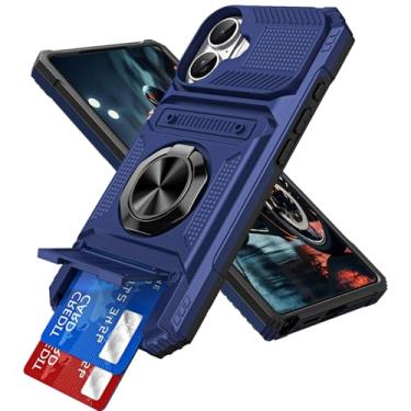 Imagem de LEMAXELERS Capa para iPhone 2025 com suporte oculto para cartão [loja 2 cartões] Anel giratório magnético de 360°, capa protetora resistente à prova de choque de camada dupla para iPhone 2025 de 6,1