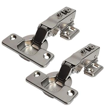 Imagem de Kit 2 Dobradiça Reta 35Mm Com Pistão Amortecedor Para Moveis