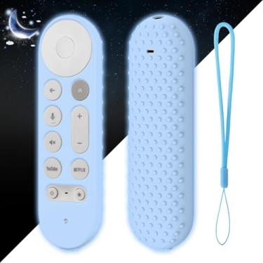Imagem de Capa de silicone brilhante para controle remoto de voz Google TV Streamer 4K 2024, capa protetora para controle remoto Google TV Streamer 4K, com cordão, proteção contra arranhões e choque (azul