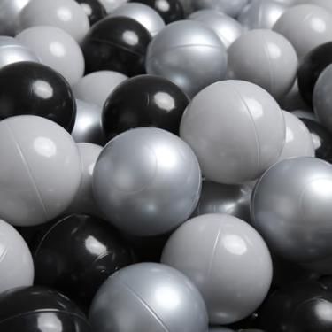Imagem de TRENDPLAY Bolas de plástico para bolas de 5 cm, pacote com 200 bolas vazadas, perfeitas para piscinas de bebês infantis, festas, decoração de festivais, pretas; cinza pérola; cinza