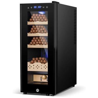 Imagem de Umidor Elétrico para Charutos: 35 Litros, Resfriamento Termostático, 250 Unidades, Prateleiras de Cedro Espanhol e Tela de Controle.Velieta