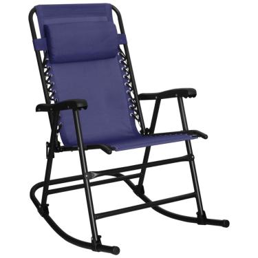 Imagem de Cadeira Reclinável Ajustável Gravidade Zero com Apoio de Cabeça e Porta Copos, JC043, Azul