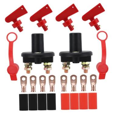 Imagem de predolo Interruptor de desconexão da bateria Interruptor de bateria versátil com 2 furos Acessórios resistentes para veículos, reboques, trailers e peças de, Tampa Vermelha