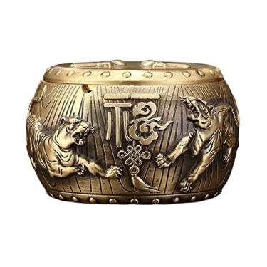 Imagem de Cinzeiro de ervas daninhas cinzeiro de cobre tipo tambor criativo para casa, sala de estar, mesa, cinzeiro para cigarros, decoração de escritório cinzeiros para cigarros