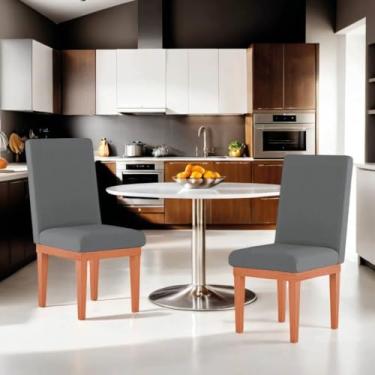 Imagem de Kit 2 Cadeiras de Jantar Estofadas com Base em Madeira Reforçada – Conforto e Estilo para Sala de Jantar ou Cozinha (Cinza Claro)