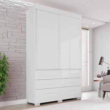 Imagem de Guarda Roupa com Pés 2 Portas 6 Gavetas Luana Branco